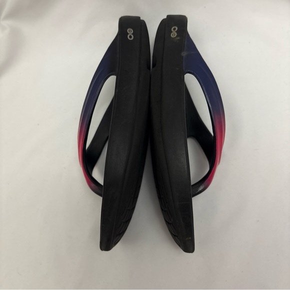 OOFOS OOLALA Luxe Women’s Size 8 Thong Recovery Sandals Flamingo Pink Blue - Picture 9 of 12